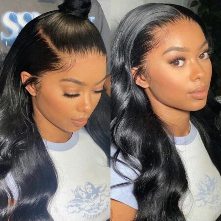 Nulace 13x4 glueless lace front wig body wave natural black gallery
