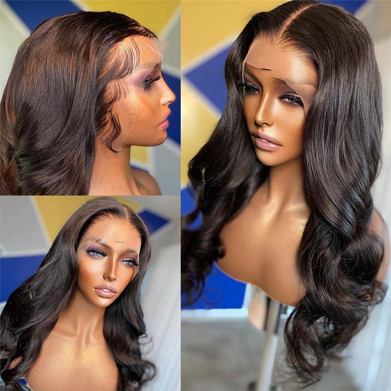Nulace 13x4 glueless lace front wig body wave natural black