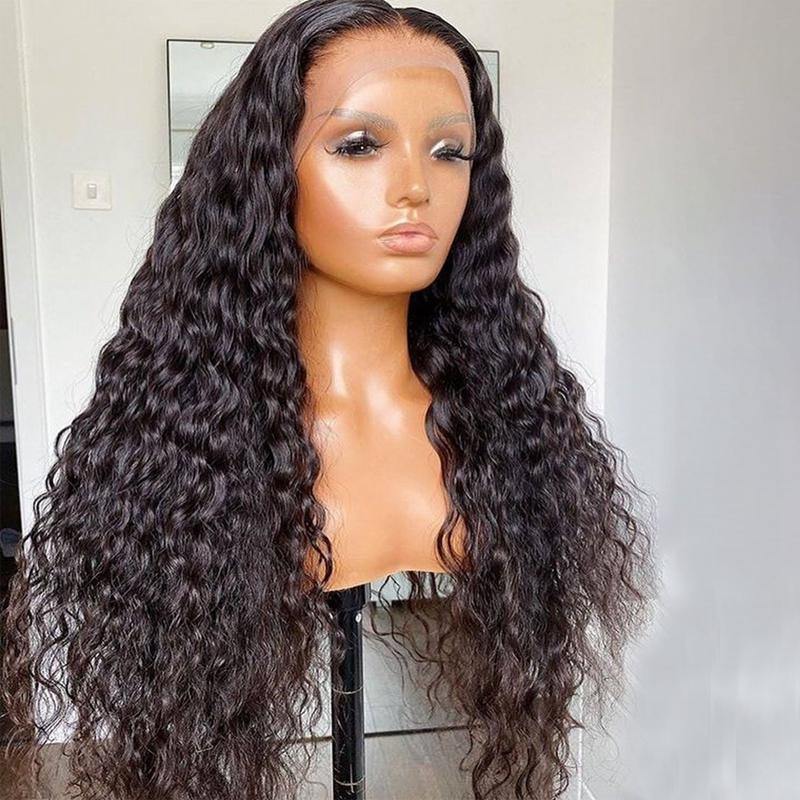 Nulace 13x4 glueless lace front wig deep wave natural black gallery