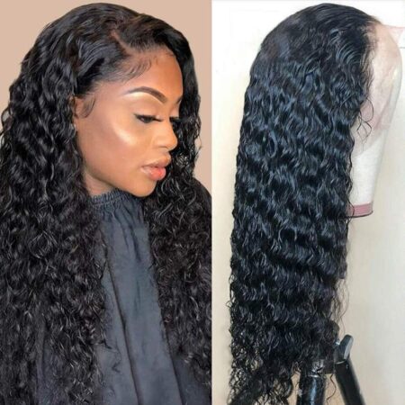 Nulace 13x4 glueless lace front wig deep wave natural black