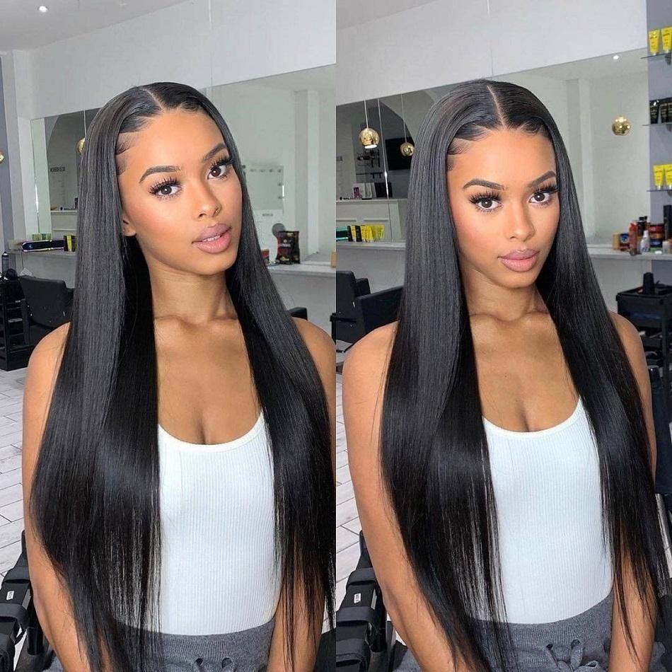 Nulace 13x4 glueless lace front wig straight natural black gallery
