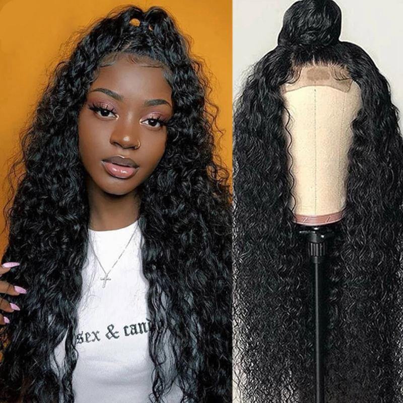 Nulace 13x4 glueless lace front wig water wave natural black gallery