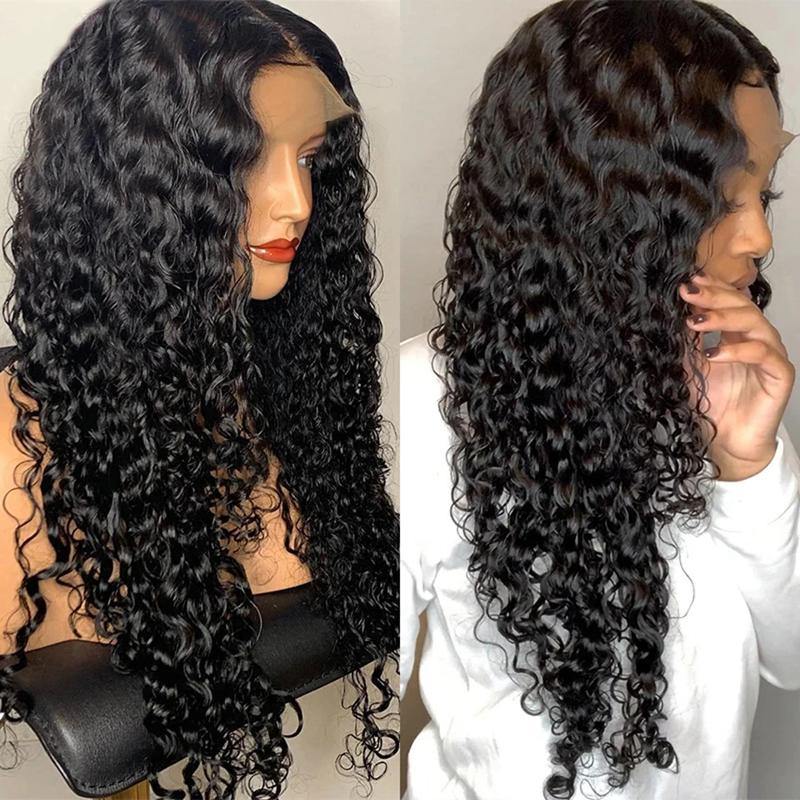 Nulace 13x4 glueless lace front wig water wave natural black gallery
