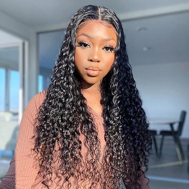 Nulace 13x4 glueless lace front wig water wave natural black gallery