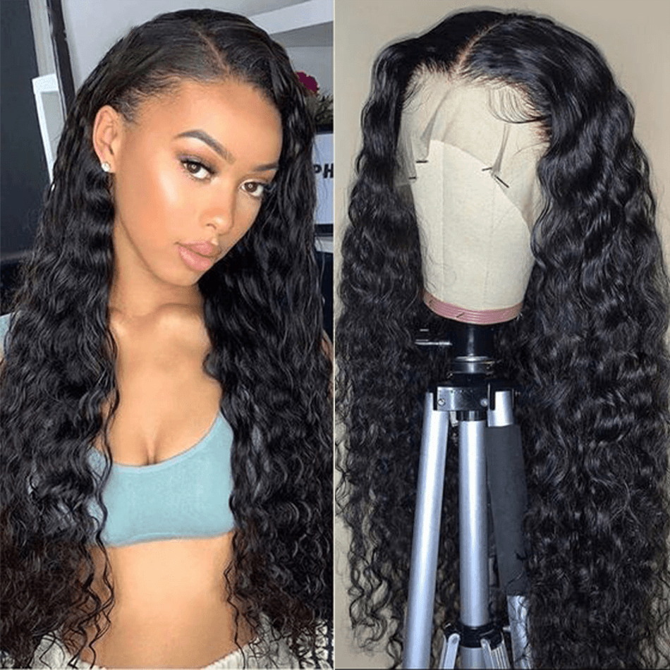 Nulace 13x4 glueless lace front wig water wave natural black gallery
