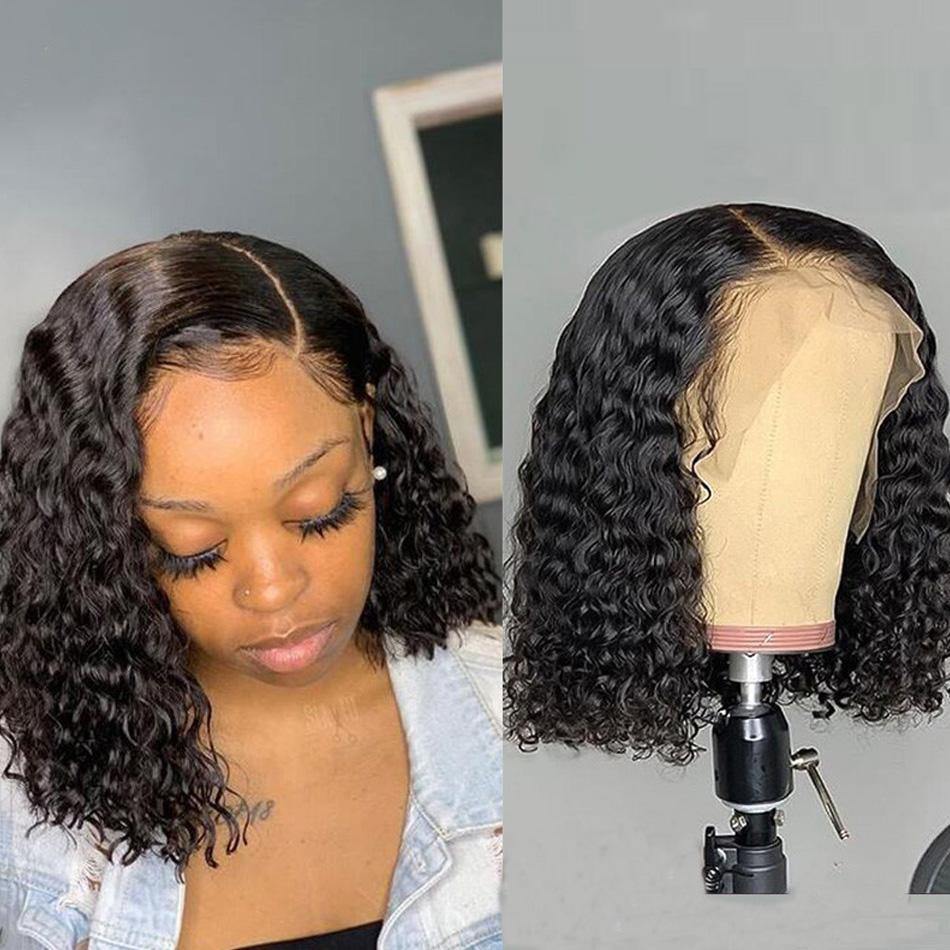 Nulace 4x4 glueless closure wig deep wave natural black gallery