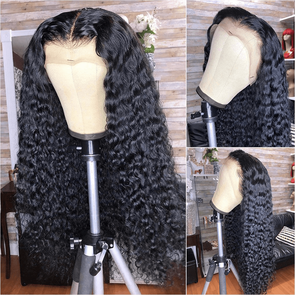 Nulace 4x4 glueless closure wig deep wave natural black gallery