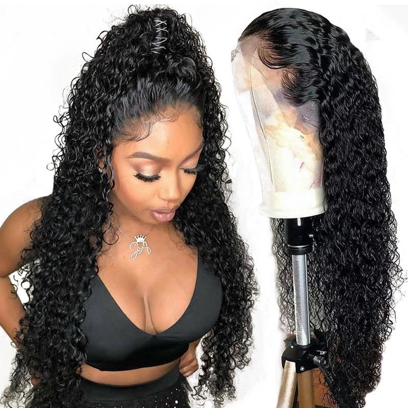 Nulace 4x4 glueless closure wig deep wave natural black